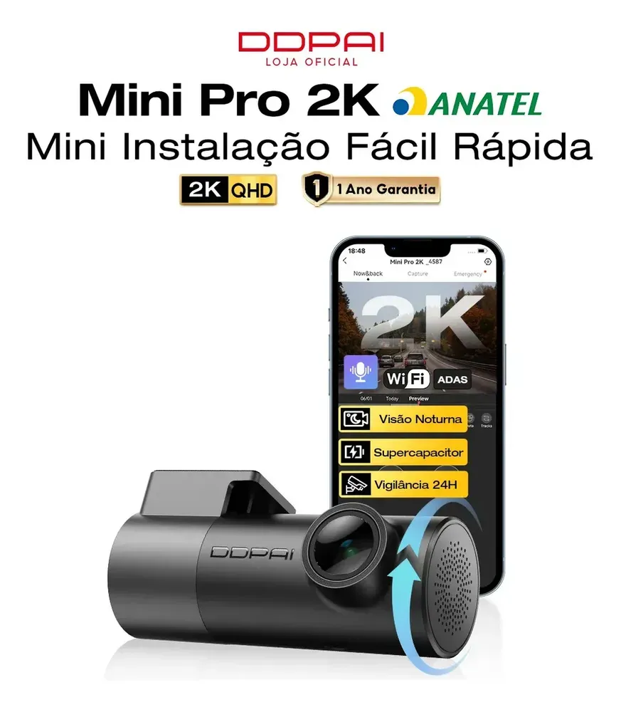Câmera veicular Ddpai Mini Pro 2K