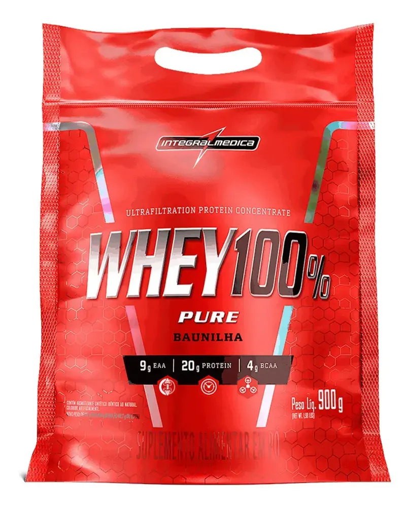 Pouch de Whey 100% Pure Integralmédica 900 g sabor chocolate