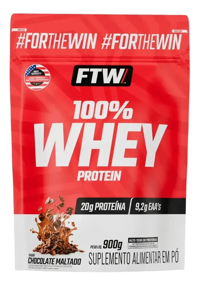 Refil de 100% Whey Protein FTW 900 g sabor chocolate