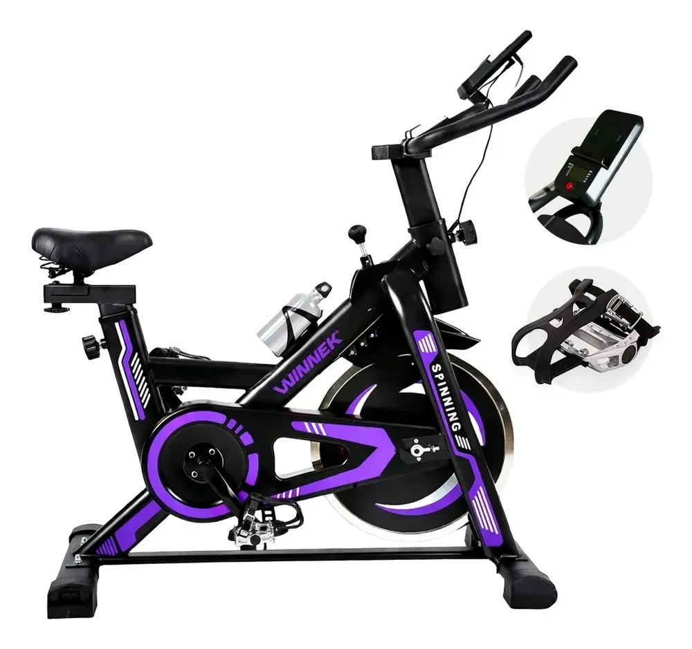 Bicicleta ergométrica spinning Winnek WNNK1708 preta e roxa