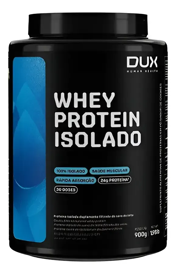 Frasco de Whey Protein Isolado Dux 900 g sabor caramelo salgado