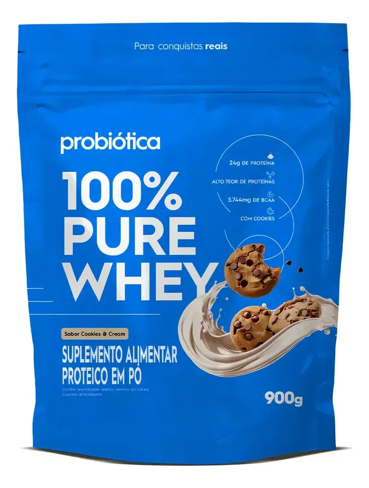 Envelope de 100% Pure Whey Probiótica 900 g sabor baunilha