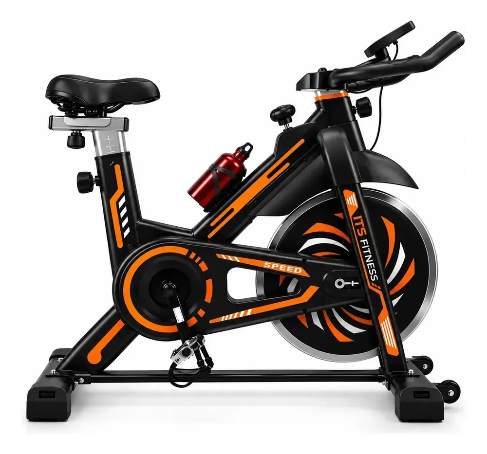 Bicicleta ergométrica spinning ITS Fitness Pro 818 preta e laranja